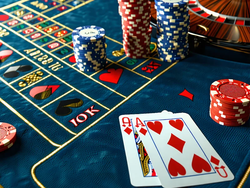 Bàn chơi Baccarat tại sòng bạc trực tuyến 777bet với các lá bài và chip cược