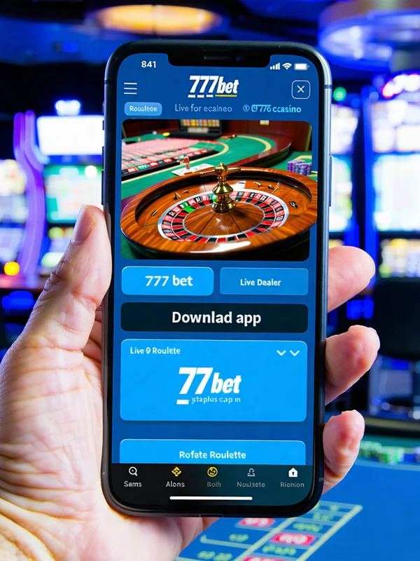 Điện thoại hiển thị ứng dụng 777bet Live Casino