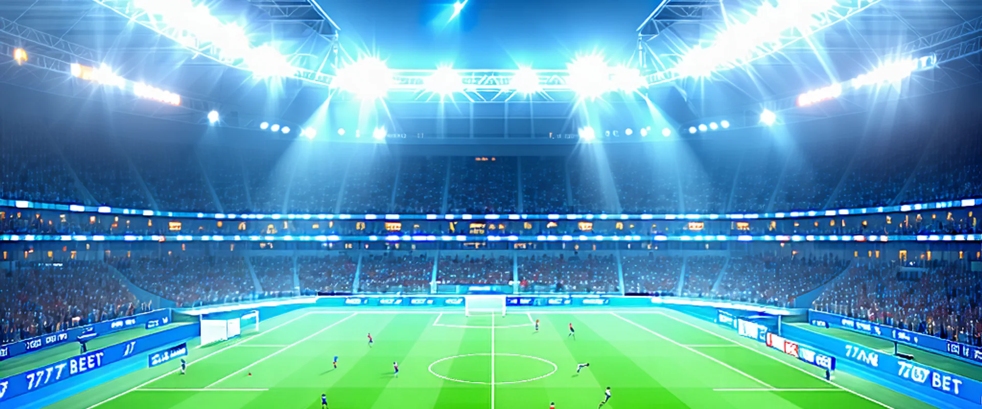 Hình ảnh sân vận động bóng đá với giao diện cá cược 777bet