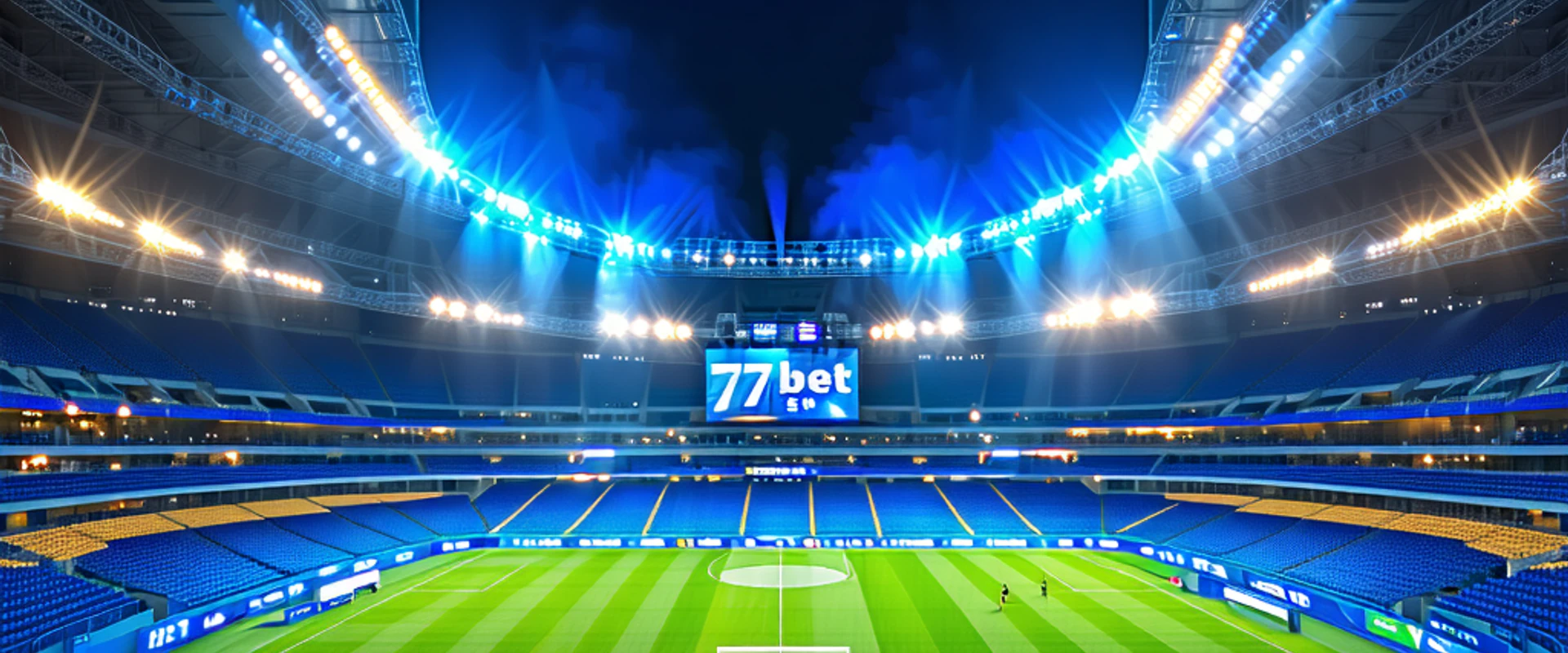Hình ảnh sân vận động thể thao với logo 777bet