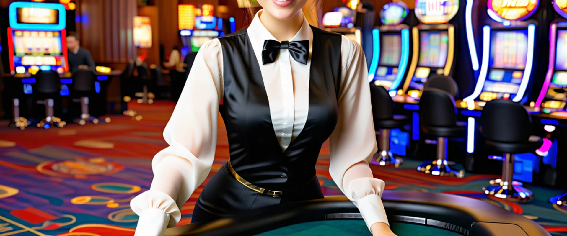 Hình ảnh chính 777bet Live Casino với người chia bài và bàn chơi