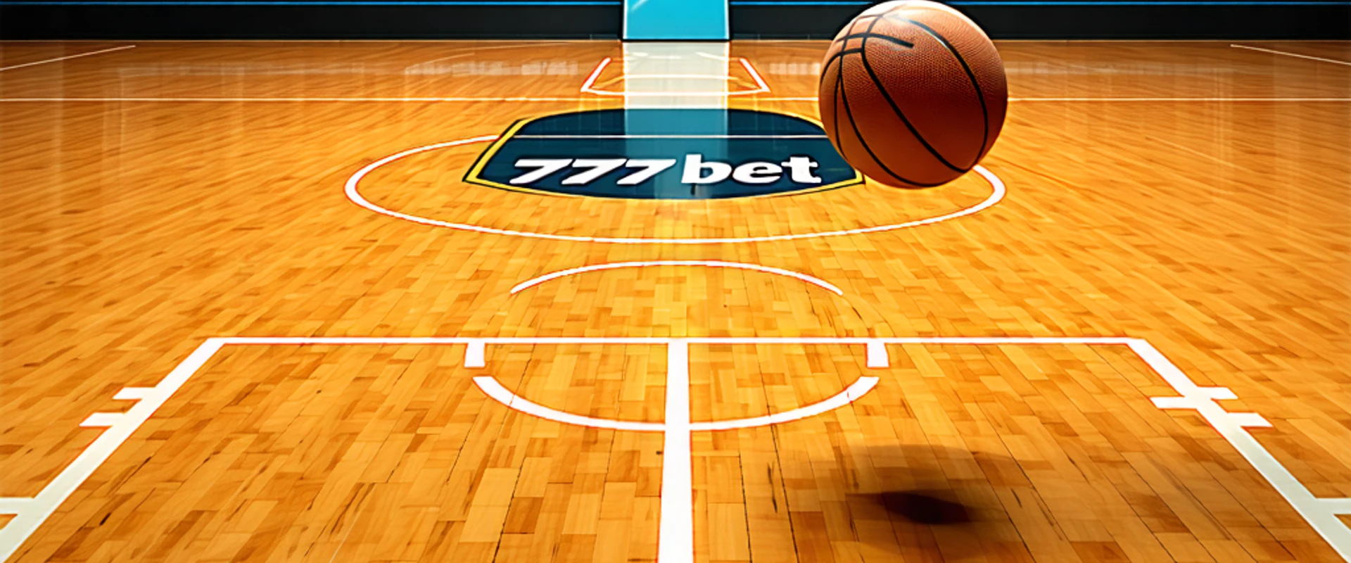 Sân bóng rổ với logo 777bet và các tùy chọn cá cược