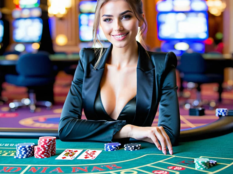 Dealer trực tiếp đang chia bài tại bàn Baccarat trong một sòng bạc trực tiếp sang trọng của 777bet.