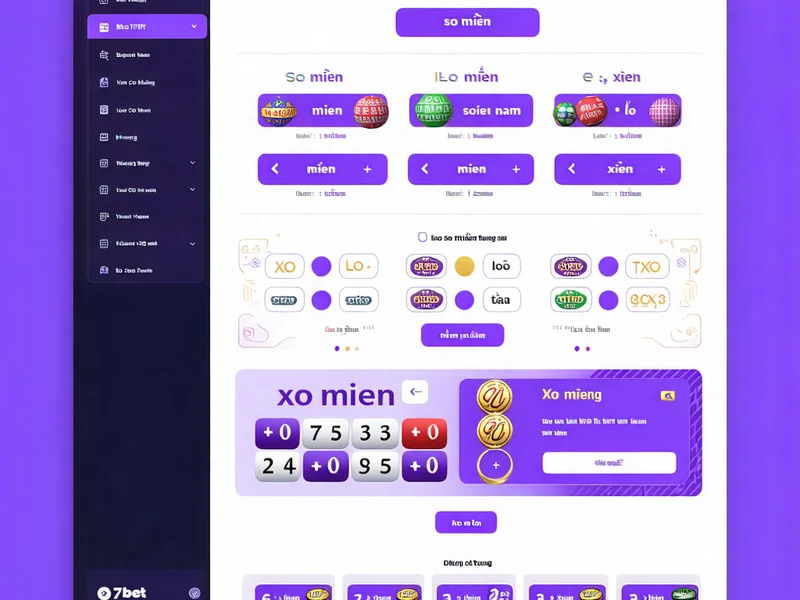 Hình ảnh giao diện lựa chọn loại hình xổ số và cách đặt cược tại 777bet