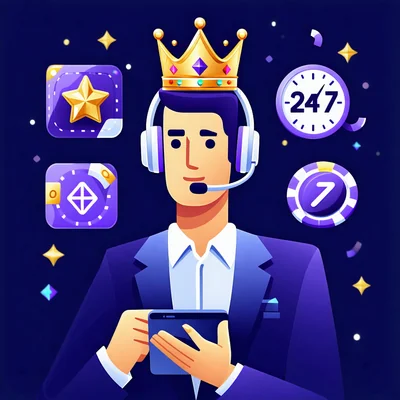 Biểu tượng quản lý tài khoản cá nhân VIP tại 777bet, với hình ảnh người quản lý chuyên nghiệp và biểu tượng hỗ trợ khách hàng.