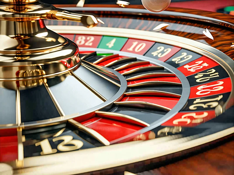 Bánh xe roulette đang quay với quả bóng tại 777bet
