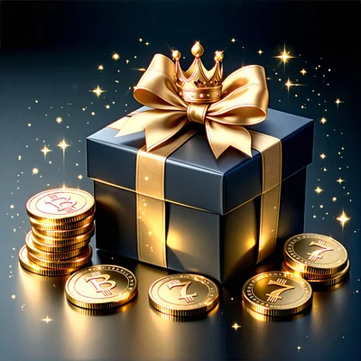 Biểu tượng gói thưởng chào mừng đặc biệt dành cho thành viên VIP mới của 777bet, với các đồng tiền vàng và biểu tượng vương miện.